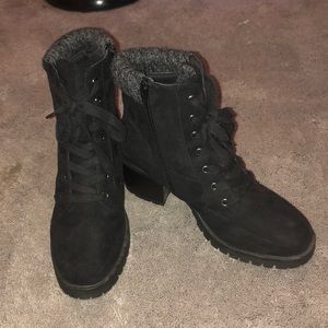 Black heeled booties.